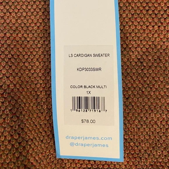 Draper James RSVP Women’s Cardigan Sweater 1X Black Floral Print NWT Plus Size - Picture 10 of 10